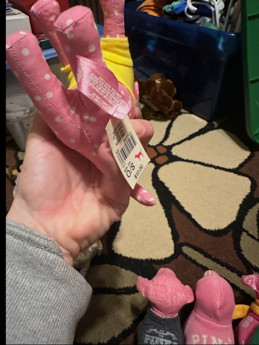 Pink Polka Dot PLUSH PINK Dog with Yellow Tee - Picture 3 of 4